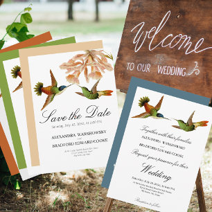 Moda Invitación a la boda de Hummingbird Bush Rosa