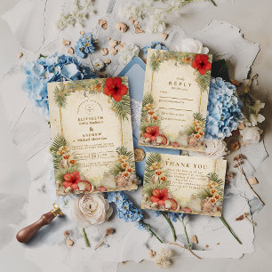 Tarjeta De Agradecimiento Boda Botánica Tropical Elegante