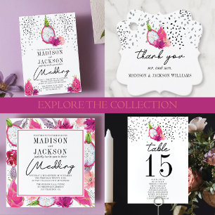 Pegatina Pitaya Dragon Fruit Elegant Wedding Personalizado