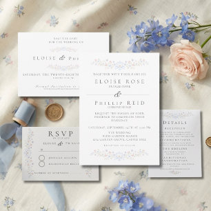 Invitación Boda Vintage Elegante Suave Floral Regencia 