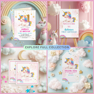 Servilleta De Papel Romántico arcoiris unicornio Primer fiesta de cump