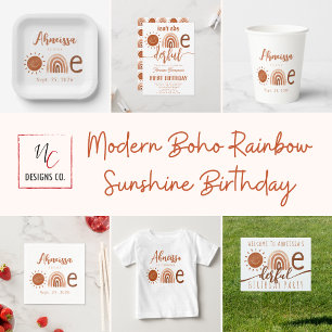 Invitación Primer viaje alrededor del Boho Sun 1er cumpleaños