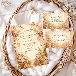 Tarjeta De Recepción Sorteo de pañales de mariposa boho elegante