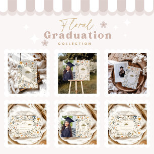 Tarjeta De Agradecimiento Graduación Floral Vintage Elegante