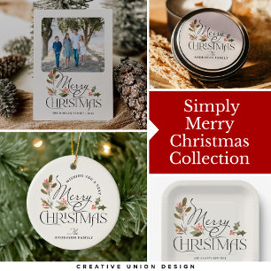 Agradecimiento Simplemente tarjeta de fotos navideña Merry