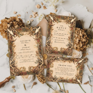 Tarjeta De Agradecimiento Boda Otoñal Rústica de Cuerno