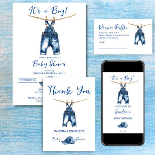 Servilleta De Papel Es una plantilla de ducha de bebé de jeans azules 