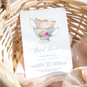 Tarjeta De Agradecimiento Elegante brunch de novias de té de flores