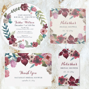 Tarjeta De Agradecimiento Boho Floral Garden Bridal Shower