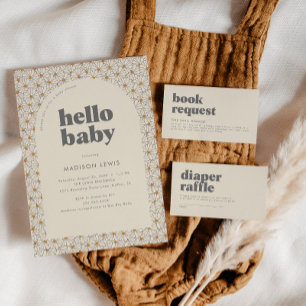 Tarjeta De Agradecimiento Gracias Retro Boho Daisy Baby Shower