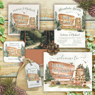 Invitación Camping Woodland National Park Baby Shower