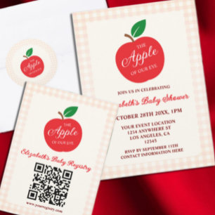 Pegatina Redonda La Apple De Nuestro Baby Shower Ojo