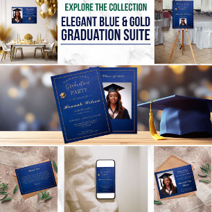 Lona Elegante cartel de graduación azul y oro