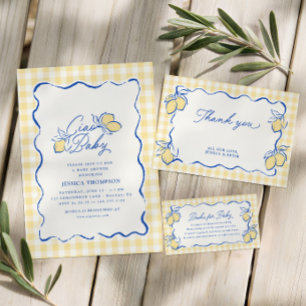 Tarjeta De Agradecimiento Limón Amalfi Azul y Amarillo 