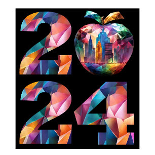 Tarjeta Festiva Año Nuevo 2024 Eve-Colorful=Saludo-