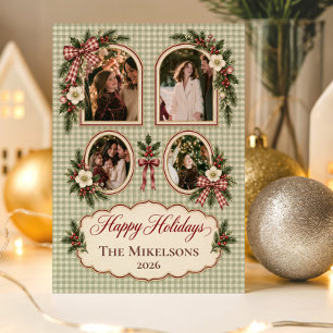 Invitación Coquette Inglés País Gingham Navidad