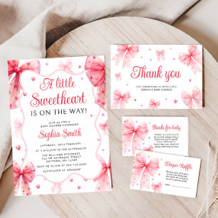 Tarjeta Chica de Bow Rosado Querido Baby Shower Gracias