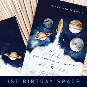 Invitación de primer cumpleaños de un niño de Plan