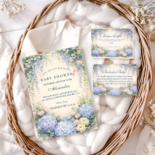 Tarjeta De Recepción Jardín Romántico de Hortensias Azules Sorteo de Pa