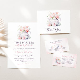 Elegante Rosa Fiesta De Té Rosa Gracias Pegatina