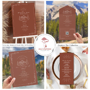 Invitación Todo En Uno Vintage Mountain Rustic Terracotta RSVP