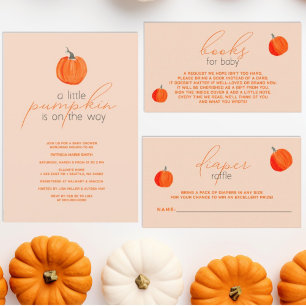 Posavasos Cuadrado De Papel Pequeña calabaza Género Neutral Caída Baby Shower