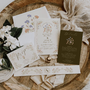 Invitación Boda del marco antiguo floral de Rococo