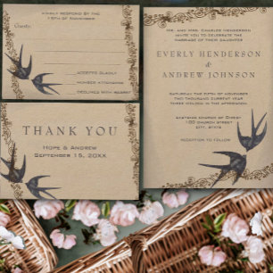 Invitación Morir cortar amor vintage Boda de la Marina