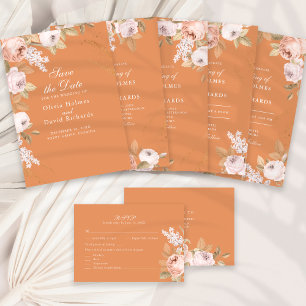 Agradecimiento Tarjeta de RSVP de boda Boho Apricot Peonies