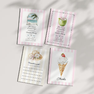 Tarjeta De Agradecimiento Fiesta de Cumpleaños en la Playa con Helado Coster