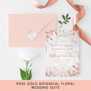 Invitación a la boda grisácea con Rosa de oro