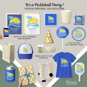 Invitación Fiesta Tropical Palm Tree Beach Ocean Pickleball