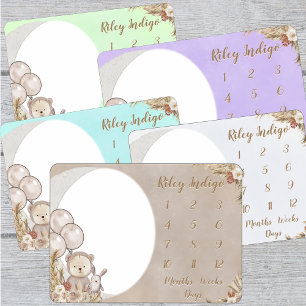 Hoja De Papel De Regalo Baby Shower Neutral Boho Bear Moon