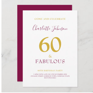Invitación Moderna fiesta de cumpleaños 60 Minimalista Elegan
