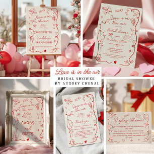 Tarjeta De Agradecimiento Amor del Día de San Valentín Retro Rojo en el aire