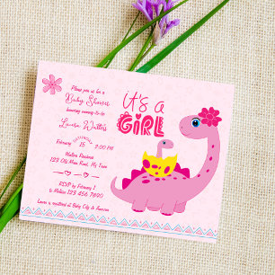 Invitación Es un chica que incuba pronto dinosaurio mamá bebé