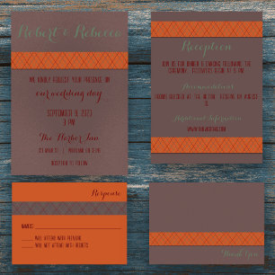 Tarjeta plana RSVP para naranja y otoño marrón