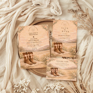 Tarjeta De Agradecimiento Botas de vaquero de encaje occidental boda