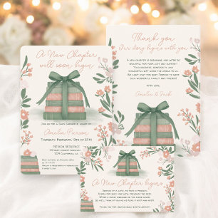 Tarjeta De Agradecimiento Nuevos libros de capítulo Baby Shower verde de sab
