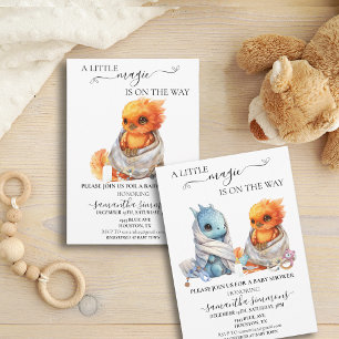 Invitación Dragon Phoenix Twins Mentología Mágica Bebé ducha