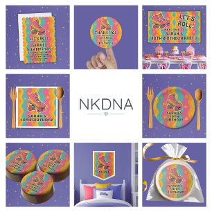 Póster Fiesta de cumpleaños del Chica Retro Roller Skate