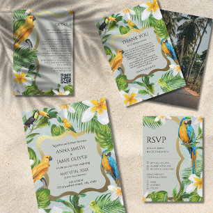 Plumeria RSVP de Loro Floral Tropical Forest Gold