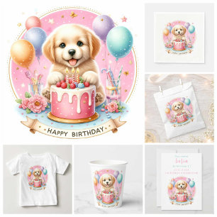 Invitación Cute Pastel Puppy Labrador - Cumpleaños