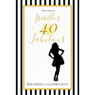 Servilleta De Papel Servilletas de cumpleaños negras y doradas 40 & Fa
