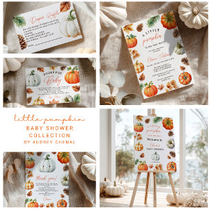 Tarjeta De Agradecimiento Whimsical Fall Pumpkin Pequeña Calabaza Baby Showe