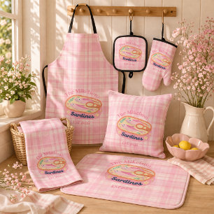 Delantal Sardinas de Cuadros Rosados Personalizadas para Fa