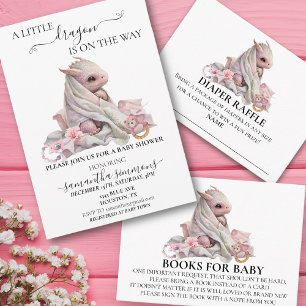 Invitación El Pequeño Dragón Rosa está en camino a Baby Showe