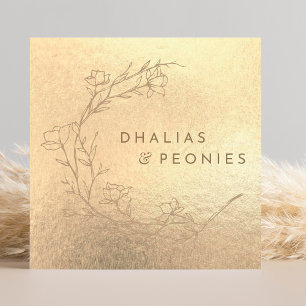 Tarjeta De Visita Cuadrada Su logotipo Faux Gold Relieve metalizado amarillo 