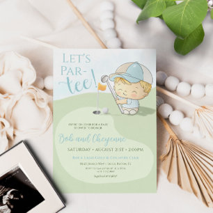 Invitación Golf Baby Shower Cute Boy Par-Tee Coed Fiesta
