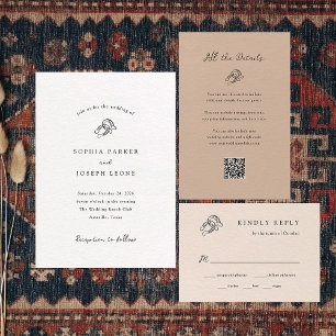 Invitación Herradura minimalista   Boda blanco y negro